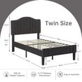 thumbnail image 3 of VECELO Set of 2 Twin Bed Frames, Modern Upholstered Platform Bed Frame with Flannel Fabric Adjustable Headboard, No Box Spring Needed, Dark Gray, 3 of 7