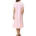 thumbnail image 3 of INSPIRE CHIC Women's Victorian Nightgown Princess Lace Ruffle Short Sleeve Cotton Sleepwear Loungewear M Pink, 3 of 6