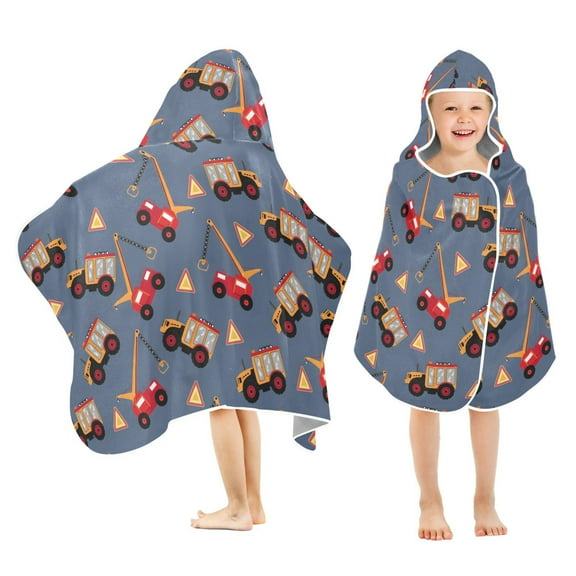 joogoo Truck Cartoon Kids Hooded Beach Towel Baby Bath Towel 23.5"x50"