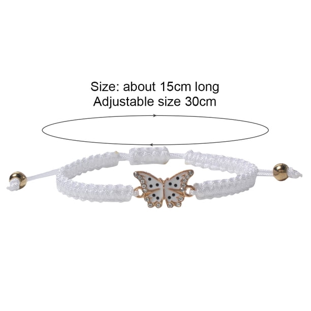 Pulsera de mariposa para mujer, brazaletes trenzados hechos a mano ajustables, joyería blanco Sywqhk Libre de BPA