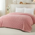 thumbnail image 5 of Whale Flotilla Fuzzy Fleece Queen Size Blanket for Bed, Soft Fluffy Jacquard Waffle Blankets for All Season, Lightweight and Warm, 90x90 Inch, Pink, 5 of 10