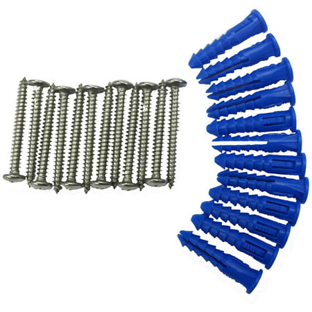 Stainless Steel LocBoard 12 Steel Screws & 12 Plastic Wall Anchors for Mounting Stainless Steel Pegboard System LB18-S &