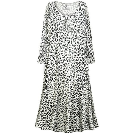 

Plus Size 8x Petite Nightgowns for Women Sleepshirt Long Sleeve Pajama Soft Sleep Dress Black & White Leopard Print Loungewear