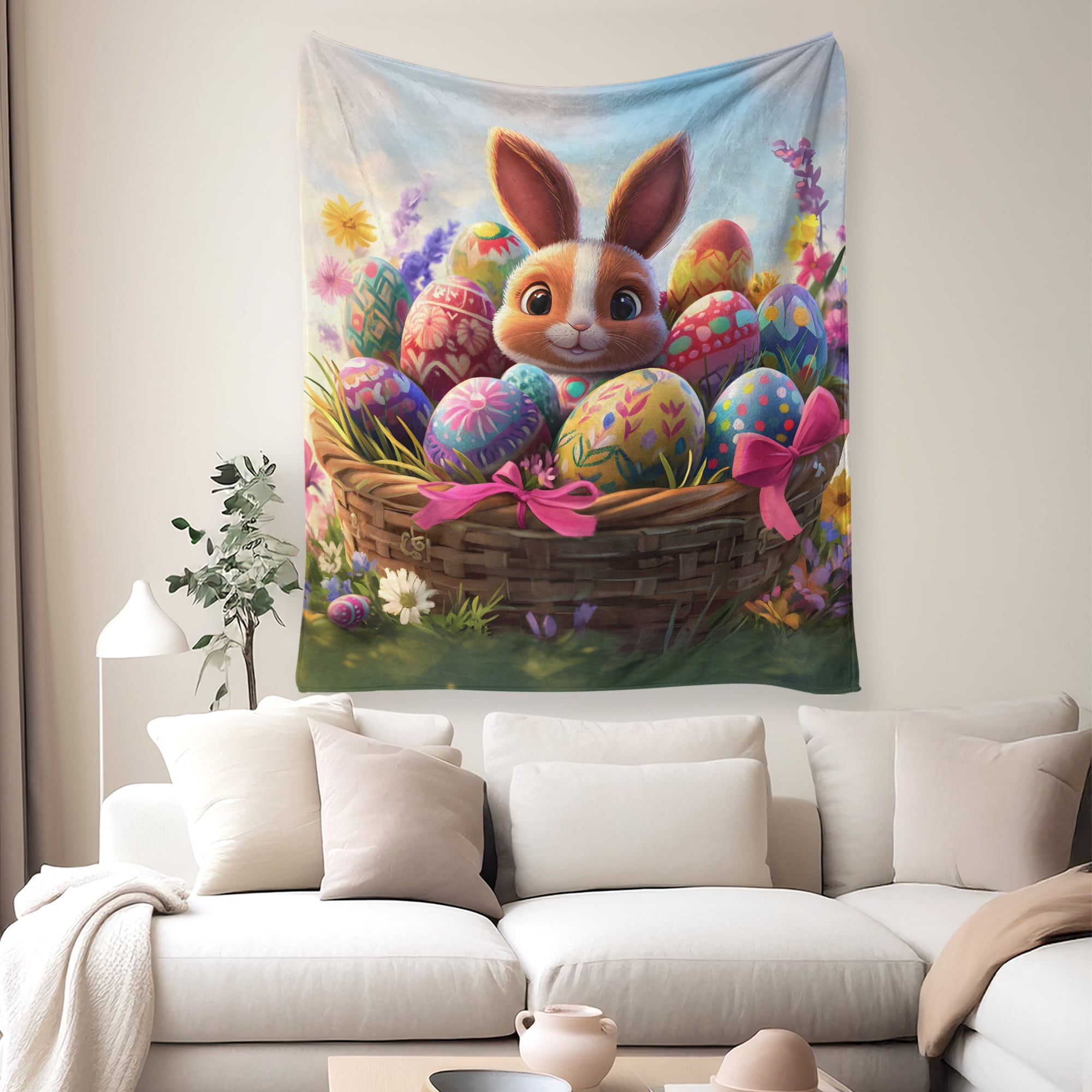 Easter Throw Blanket, Warm Fleece Flannel Bed Blanket, Lightweight Easter Blanket for Sofa Bed Couch 50"x60"