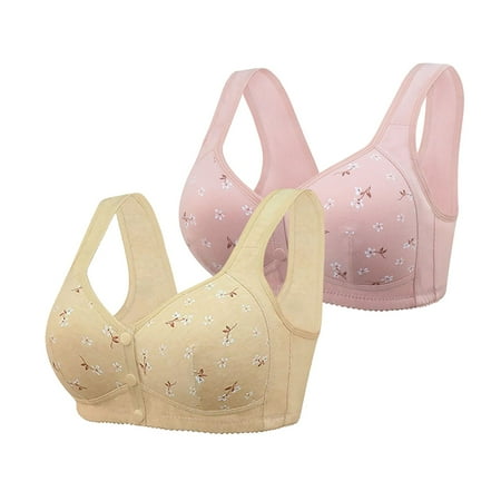 DondPO Bras for Women Women s Non Ring Non Marking Back Lifting Breasts Gathered Underwear Soft Skin Friendly Front Open Buckle Bra 2 Push Up Bra Plus Size Bras for Women Clearance Beige 46