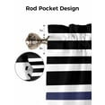 thumbnail image 7 of Curtain Valance for Windows,Nautical Anchor Navy Blue Kitchen Valances Rod Pocket Short Curtains,Black and White Stripe Window Treatment Panel for Bedroom Bathroom 60"x18", 7 of 7