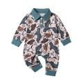 thumbnail image 1 of Gibobby pantalones siameses Mono de manga larga con estampado de de animados para bebés y niñas(Azul， 12-18 Meses), 1 of 4