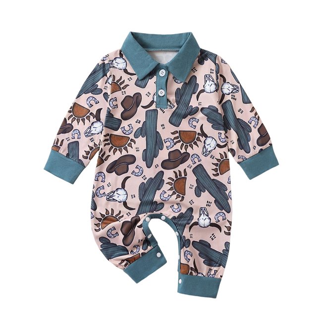Gibobby pantalones siameses Mono de manga larga con estampado de de animados para bebés y niñas(Azul, 12-18 Meses)
