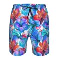 thumbnail image 3 of Logiee Bright Flowers Print Mens Swim Trunks Quick Dry Board Shorts,Breathable Hawaii Beach Shorts Swimwear Bathing Suits-XX-Large, 3 of 6
