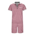 thumbnail image 3 of JHLZHS Mens Rave Clothes Male Casual Striped Gradient Ramp Print Two Piece Suit Zipper Short Sleeve Top Blouse Suit Drawstring Pocket Short Set Men Workout Clothes Short Rave Outfits for Men Blue, 3 of 4