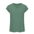 thumbnail image 6 of Lovskoo Women's Summer Tops Casual Trendy Solid Color Eyelet Tops Cap Short Sleeve Loose V Neck Tops Green, 6 of 9