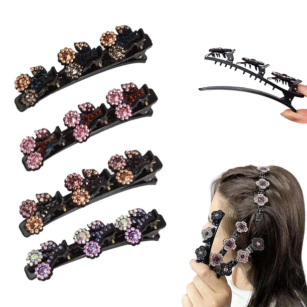 Pinzas para el Cabello Trenzadas XINYU con Piedras de Cristal Brillantes Juego de 2