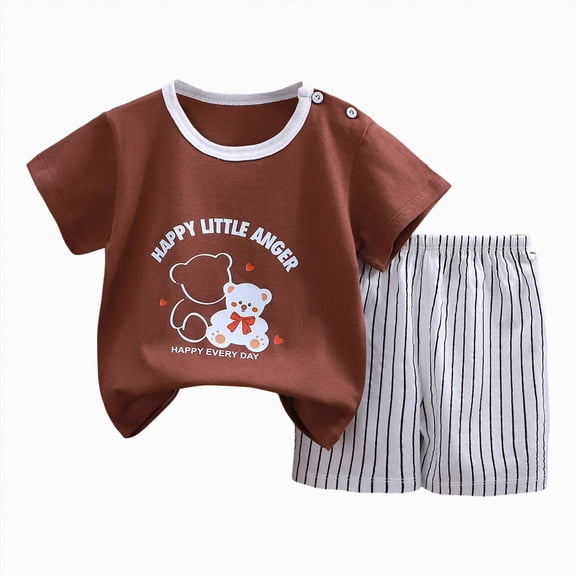 UAYOTSE Toddler Baby Boys Girls Soft Pajamas Set Short Sleeve Tee & Loose Shorts Breathable Sleepwear Dailywear Homewear for Spring Summer Casual,Sizes 6-12 Months