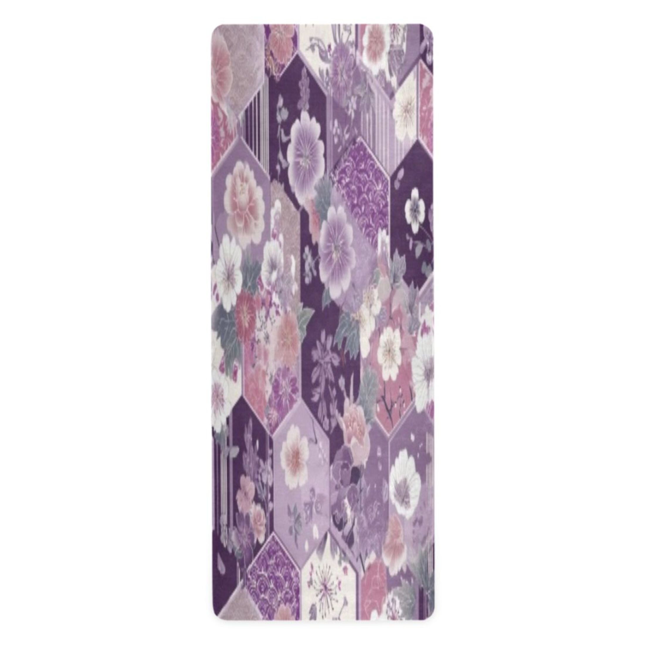 BZSMCE Yoga Mat Women Fitness Mat Purple Hexagon Floral Pattern