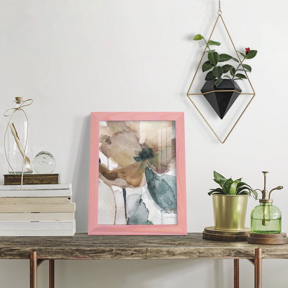 Watercolor Poppy I -Framed Print w/glass-Sunset Pink