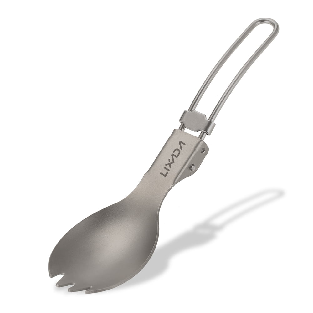 Lixada Titanium Folding Spork Lightweight Outdoor Dinner Spork Flatware for Travel Camping Backpacking