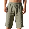 thumbnail image 3 of Inglocry Bermuda Linen Shorts for Men Casual Loose Fit Knee Length Elastic Waist Drawstring Lightweight Vacation Summer Beach Shorts with Pockets 2026 Army Green 3XL, 3 of 9