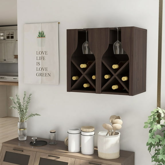 Aniya 8-Bottle Wood Wine Rack, Wenge