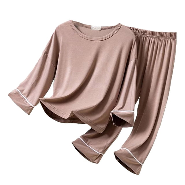 MIASHUI Ensemble de Pyjama T-Shirt à Manches Courtes et Pantalon pour Garçons, Décontracté, Khaki, 8-9 Ans