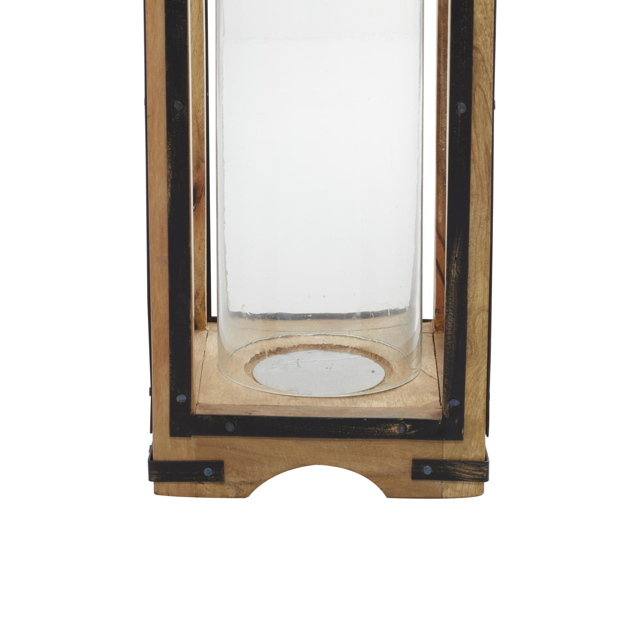 DecMode Brown Mango Wood Handmade Decorative Candle Lantern