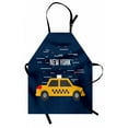 thumbnail image 1 of New York Taxi Apron, NY City Cab Illustration Designed with Letter and Stars, Unisex Kitchen Bib with Adjustable Neck for Cooking Gardening, Adult Size, Night Blue and Earth Yellow, by Ambesonne, 1 of 4