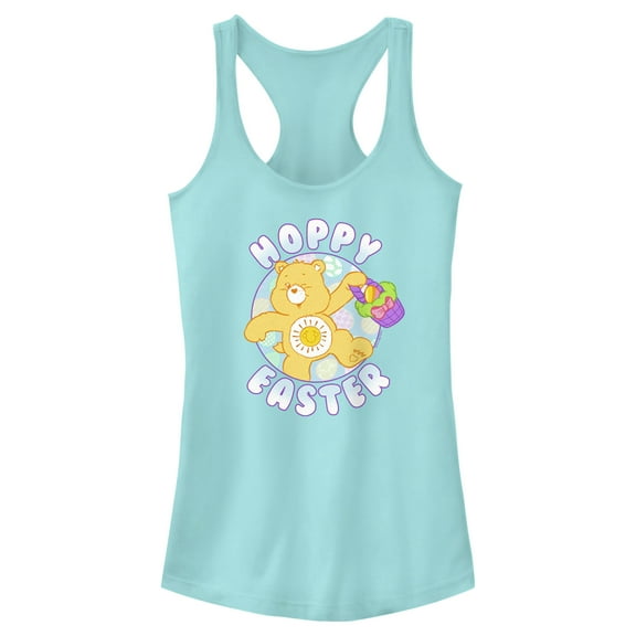 Junior's Care Bears Hoppy Easter Funshine  Racerback Tank Top Cancun Large