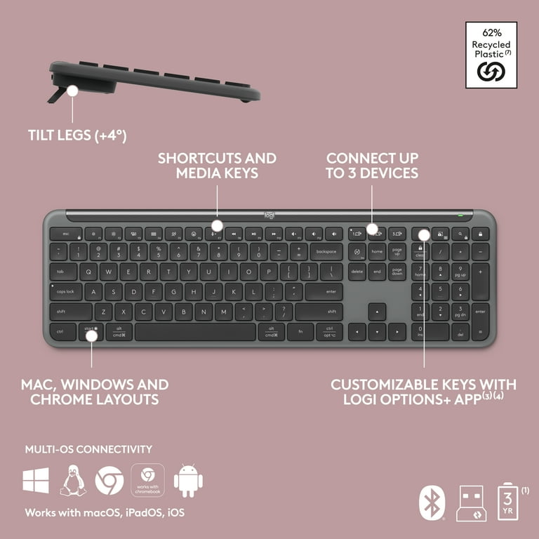 Logitech Signature Slim K950 Wireless Keyboard, Sleek Design