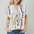 thumbnail image 4 of Gibobby Playera Manga Corta para Mujer Tops for Women Short Sleeve Verano Fashion Casual Impreso de camisa Tee Button Neckline T camisas blusas Ladies(Blanco,CH), 4 of 5