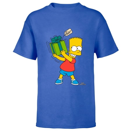 The Simpsons Bart Simpsons Present Time Holiday – Short Sleeve T-Shirt for Kids – Customized-Royal