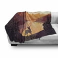 thumbnail image 2 of Deer Hunting Soft Flannel Fleece Throw Blanket, Reindeer Lake Mountains Birds Dusk Reflections Print, Cozy Plush for Indoor and Outdoor Use, 50" x 60", Apricot Dried Rose, by Ambesonne, 2 of 5