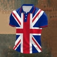 thumbnail image 2 of Telankuip Male UK Flag Full-Printed Casual Business Casual Polo Shirts 2026 Summer Fashion Short Sleeve Button Lapel Print Festive Celebration Top for Men Loose Cozy Outfit Blue S, 2 of 3