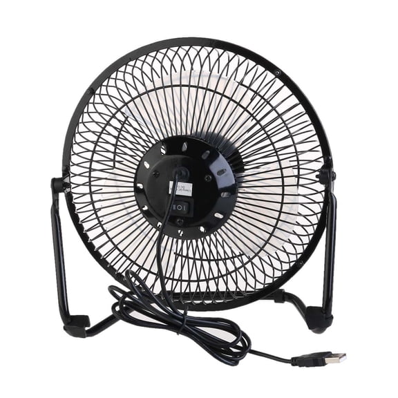 Healifty Quiet USB Metal Fan with 2 Adjustable Wind Speeds, Black Iron and Hard Plastic, Rotatable Design