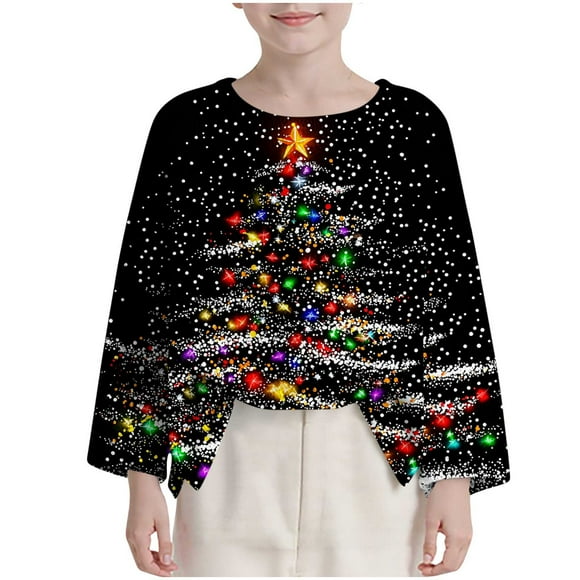 Birdeem Children's Christmas Shirt, Long Sleeve Round Neck, Printed Design for Boys, Funny Christmas Shirts, Boys Christmas Shirt