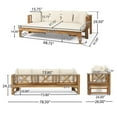 Reyes Acacia Wood Outdoor Extendable Daybed Sofa, Teak and Beige
