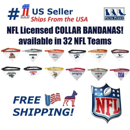 Pets First NFL Denver Broncos Dog Bandana with Collar - Licensed, Reflective, Adjustable Pet Scarf Bandana