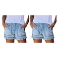 thumbnail image 1 of Qarigey Pantalones cortos de mezclilla casuales Pantalones cortos de mezclilla de cintura alta para mujer con bolsillo Vacaciones en la playa Type9 NO9, 1 of 6