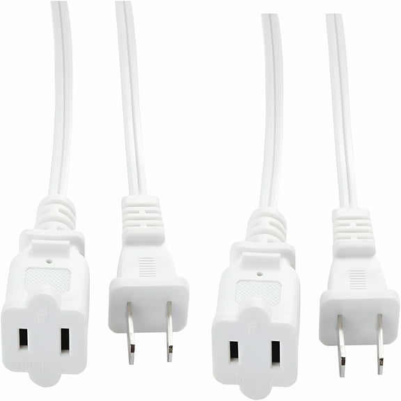 GJX 2 Pack 5Foot Polarized US 2 Prong Extension Cord