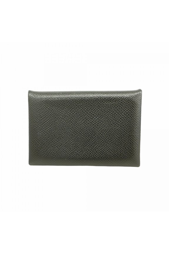 Pre-Owned Hermes Calvi Business Card Holder/Card Case, Veau Epsom Leather, Black, Y Stamp,...