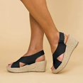 thumbnail image 3 of Women Mid Wedge Espadrilles Sandals Summer Platform Ankle Strap Shoes Size, 3 of 5