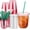 Pink, variant on 25 Pack Clear Plastic Cups with Lids and Straws, Disposable 10 oz Iced Coffee Cups for Cold Beverages, Juice, Smoothies, Party, Catering, Coffee Shops, Reusable Cold Drink Container