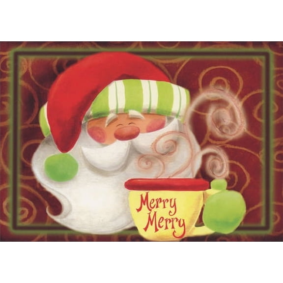 LPG Greetings Santa Drinking Cocoa Christmas Card (1 card/1 envelope)