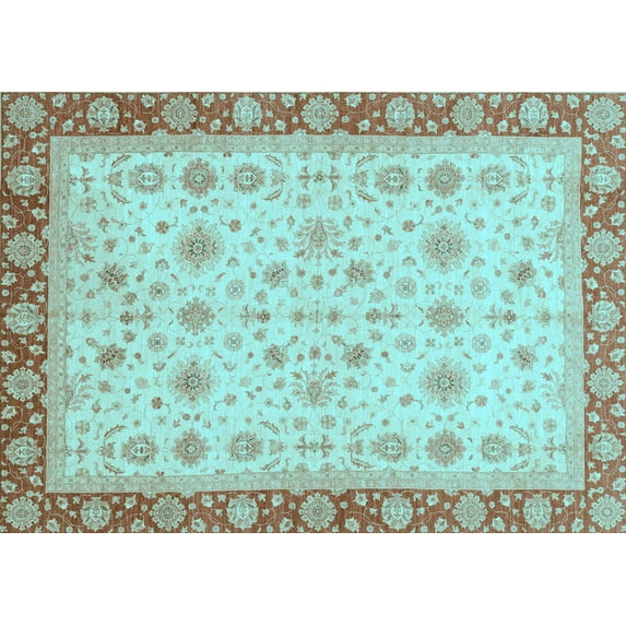 Ahgly Company Indoor Rectangle Abstract Light Blue Modern Area Rugs, 2' x 4'