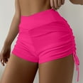 thumbnail image 2 of Mohiass Women High Waisted Swim Shorts V Cut Bikini Swimsuit Bottoms Drawstring Ruched Bathing Suit Board Shorts Hot Pink L, 2 of 4