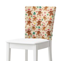 TSOVTHRID Christmas Gingerbread Man Print Chair Back Slipcover Dining Chair Cover Washable Chairs Back Protector Cover for Dining Room Kitchen Wedding Party Christmas Decor, Set of 4