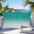 thumbnail image 3 of Throw Pillow Covers 24x24 Inch Set of 2, Teal Ombre Waterproof Outdoor Pillow Covers, Turquoise White Gradient Modern Abstract Art Decorative Cushion Pillowcases for Couch, Sofa, Bed, Garden, Patio, 3 of 9