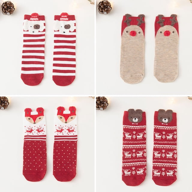 Warm Christmas Fashion Windproof Printing Mid Tube Socks Long Tube Cotton