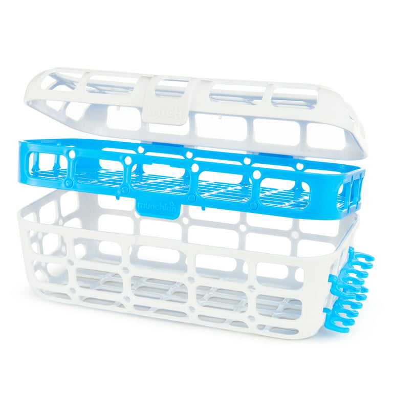 Munchkin Baby Bottle & Small Parts Cleaning Set, Includes High Capacity Dishwasher Basket & Bristle Bottle Brush, Blue