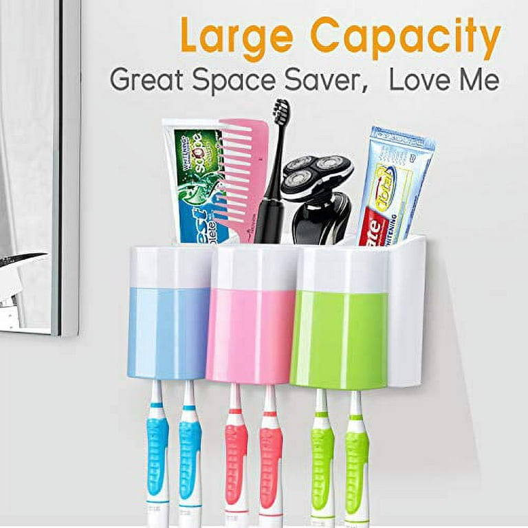iHave Toothbrush Holders for Bathrooms, 2 Cups Toothbrush Holder Wall  Mounted with Toothpaste Dispenser - Large Capacity Tray, Cosmetic Drawer -  Bathroom Decor & Bathroom Accessories - Yahoo Shopping