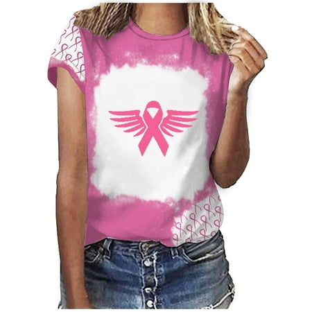 

Crop Tops for Women Tunic Tops Fashion Woman Causal V-Neck Printing Blouse Short Sleeve T-Shirt Summer Tops Womens Workout Tops Black Shirts for Women Clearance Pink 3XL