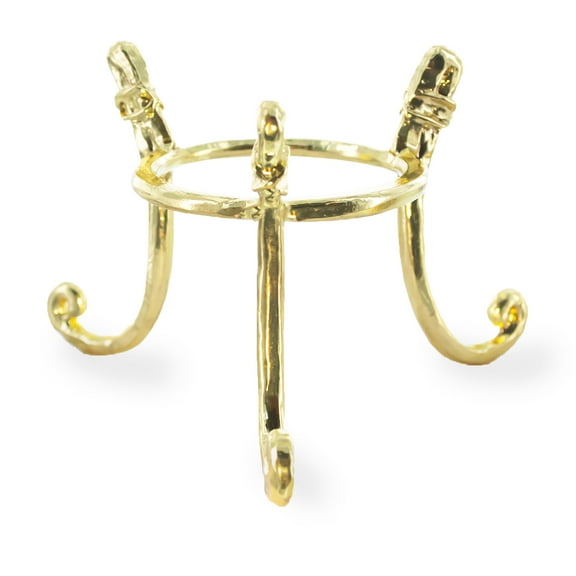Three-legged Gold Tone Metal Egg Sphere Stand Holder Display